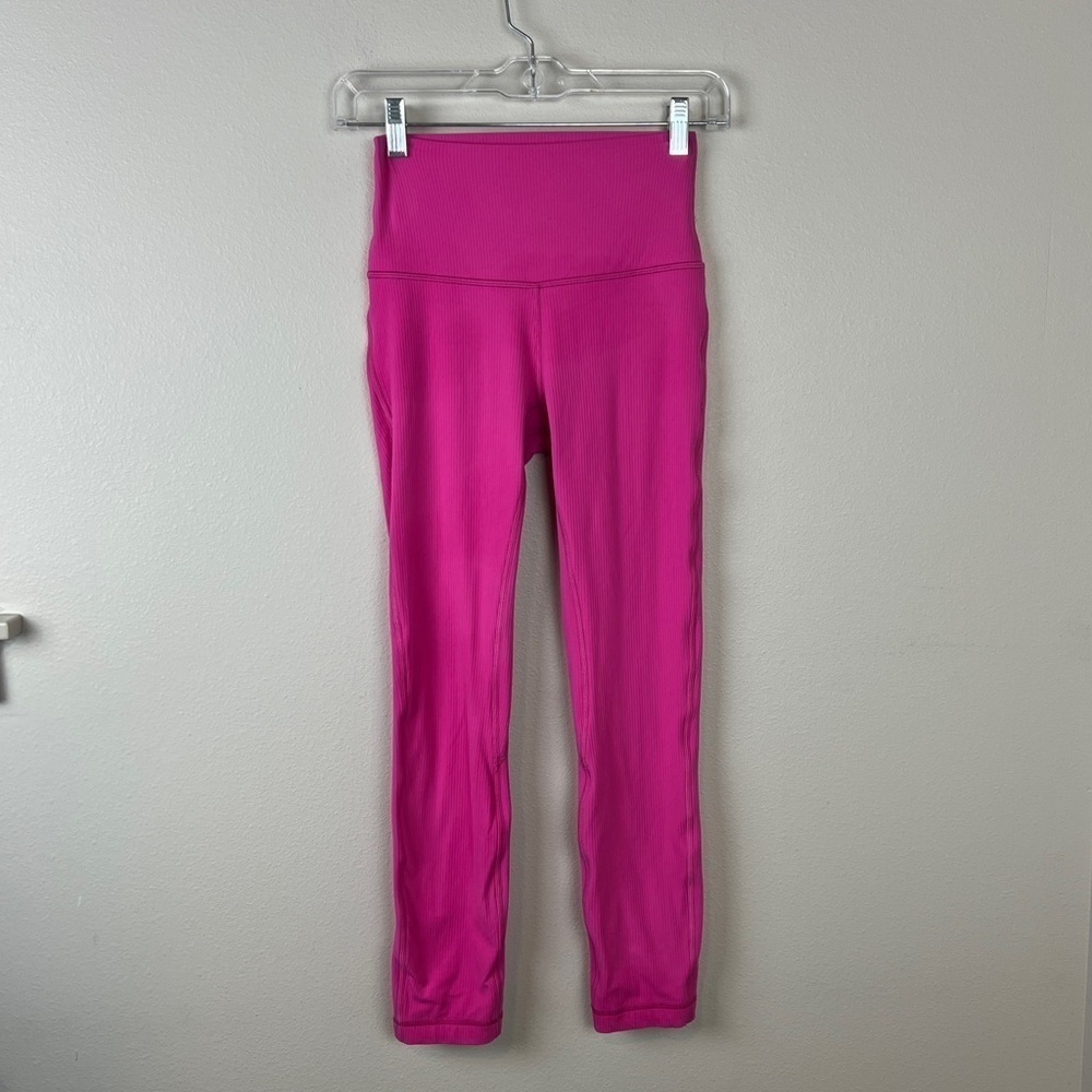 Lululemon Align High-Rise Ribbed Pant 25” Sonic Pink - Picture 2 of 4